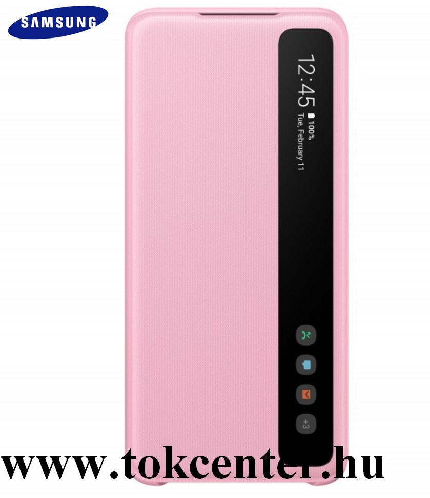 Samsung Galaxy S20 (SM-G980F) Tok álló (aktív flip, oldalra nyíló, Clear View Cover) RÓZSASZÍN (EF-ZG980CPEGEU)