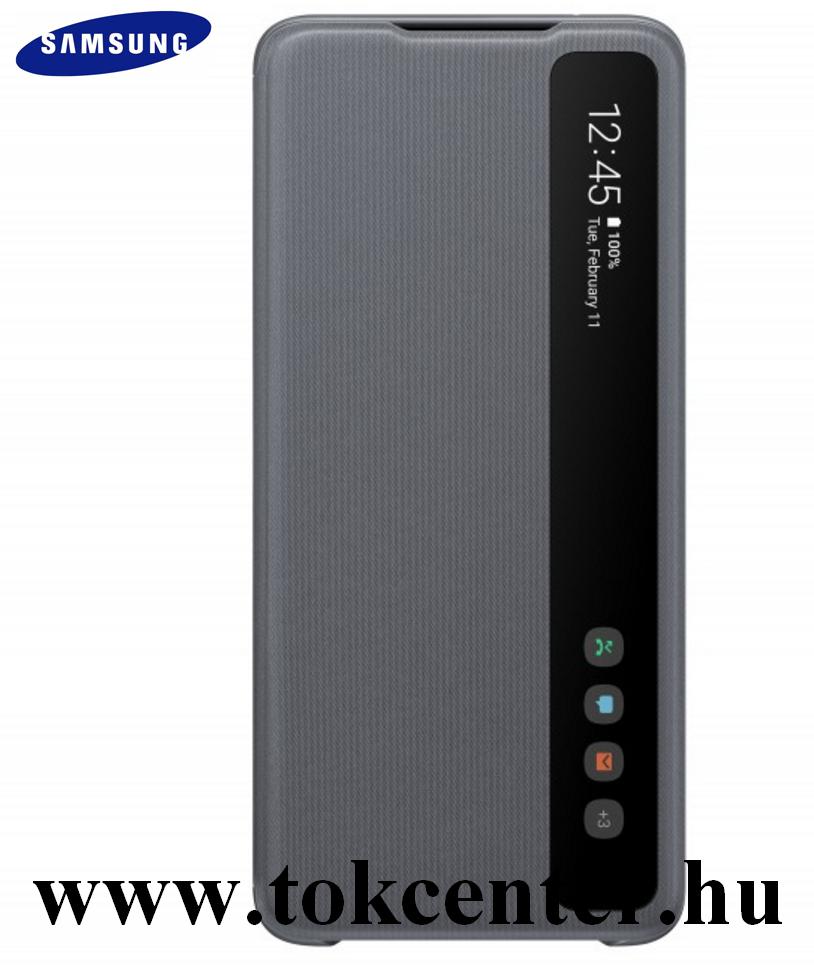 Samsung Galaxy S20 (SM-G980F) Tok álló (aktív flip, oldalra nyíló, Clear View Cover) SZÜRKE (EF-ZG980CJEGEU)