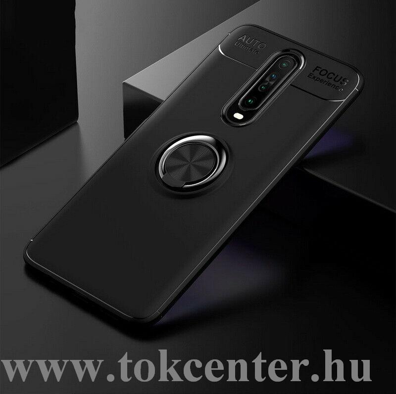 Xiaomi Redmi K30 / K30 5G Szilikon telefonvédő (asztali tartó funkció, telefontartó gyűrű, 360°-ban forgatható, beépített fémlemez) FEKETE