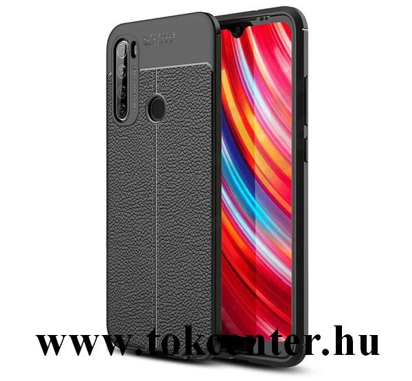 Xiaomi Redmi Note 8T Szilikon telefonvédő (közepesen ütésálló, bőr hatású, varrás minta) FEKETE
