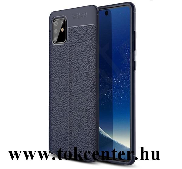 Samsung Note 10 Lite (SM-N770F) Szilikon telefonvédő (közepesen ütésálló, bőr hatású, varrás minta) SÖTÉTKÉK
