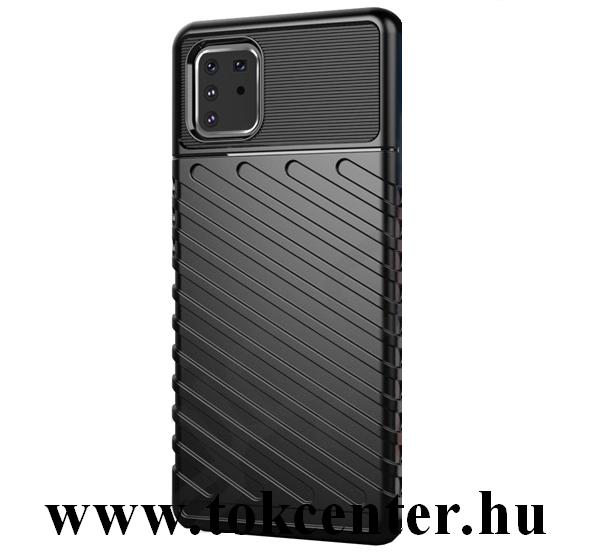 Samsung Note 10 Lite (SM-N770F) Szilikon telefonvédő (közepesen ütésálló, csíkos, dombor minta) FEKETE
