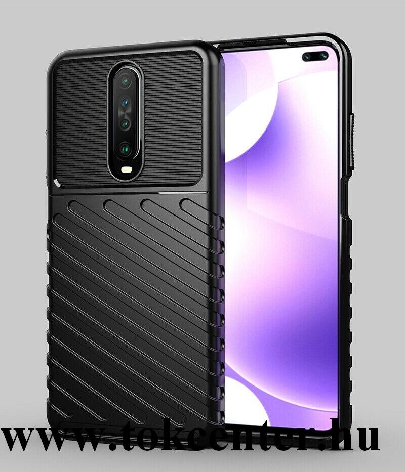 Xiaomi Redmi K30 / K30 5G Szilikon telefonvédő (közepesen ütésálló, csíkos, dombor minta) FEKETE