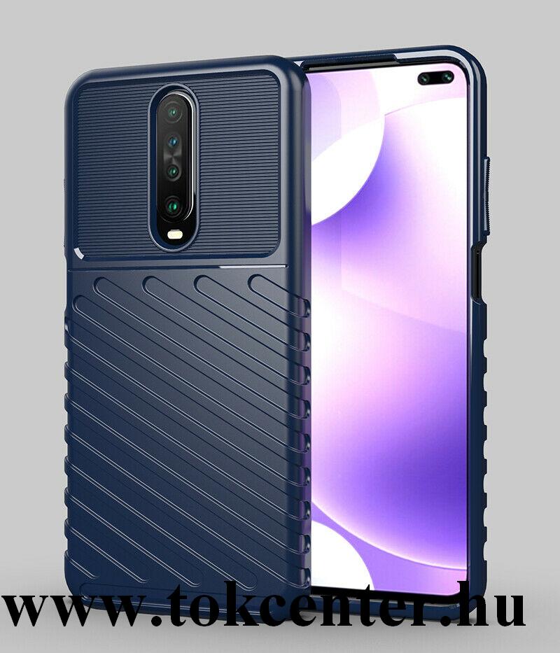 Xiaomi Redmi K30 / K30 5G Szilikon telefonvédő (közepesen ütésálló, csíkos, dombor minta) SÖTÉTKÉK
