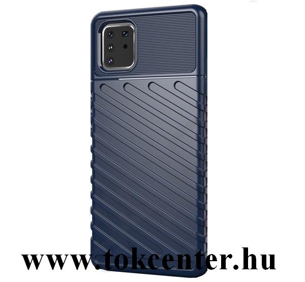 Samsung Note 10 Lite (SM-N770F) Szilikon telefonvédő (közepesen ütésálló, csíkos, dombor minta) SÖTÉTKÉK