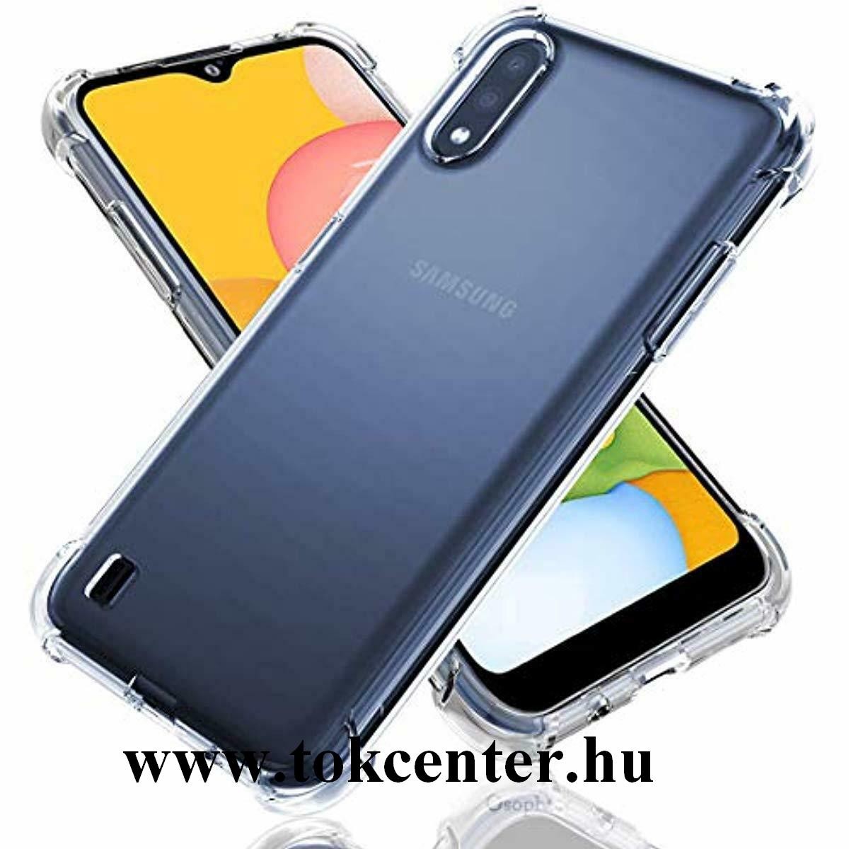 Samsung Galaxy A01 (SM-A015F) Szilikon telefonvédő (közepesen ütésálló, légpárnás sarok) ÁTLÁTSZÓ