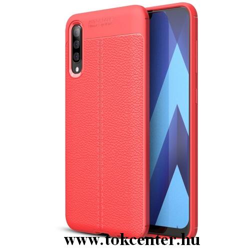 Samsung Note 10 Lite (SM-N770F) Szilikon telefonvédő (közepesen ütésálló, bőr hatású, varrás minta) PIROS