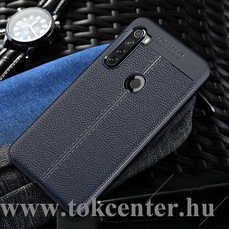 Xiaomi Redmi Note 8T Szilikon telefonvédő (közepesen ütésálló, bőr hatású, varrás minta) SÖTÉTKÉK
