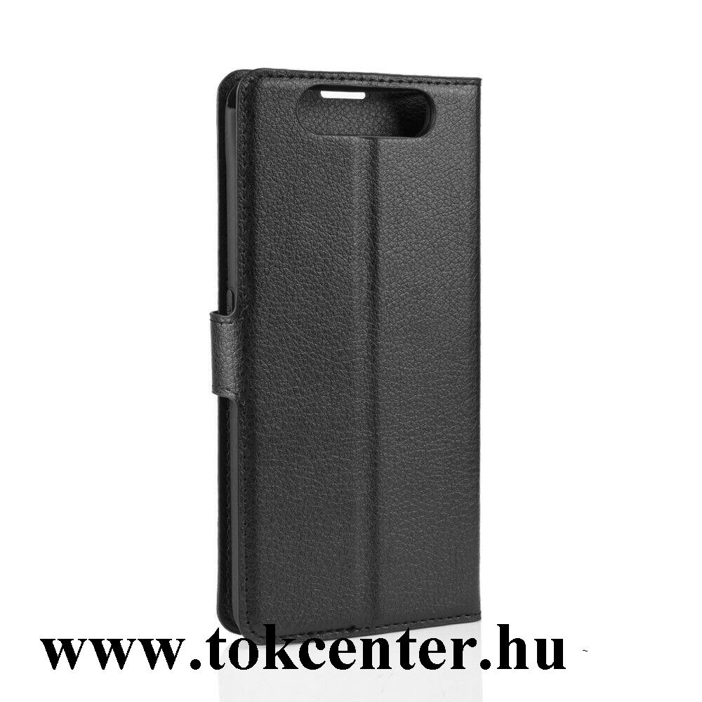 Samsung Galaxy A80 (SM-A805F) Tok álló, bőr (FLIP, oldalra nyíló, asztali tartó funkció, prémium) FEKETE