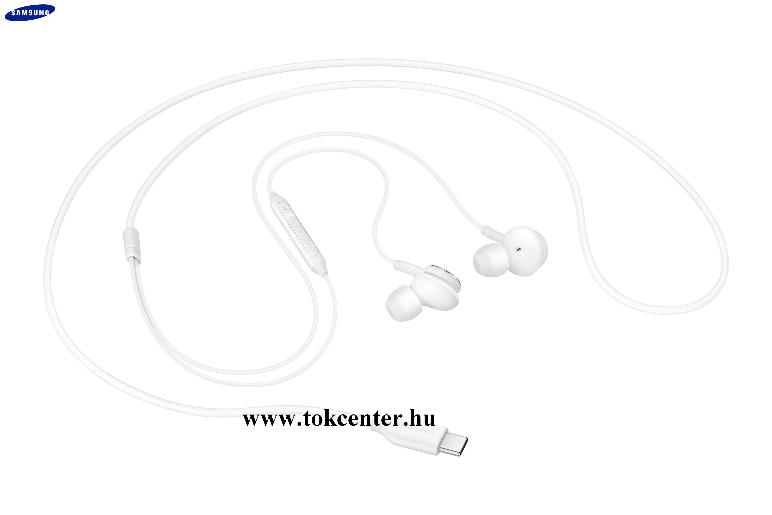 Fülhallgató SZTEREO (Type-C, felvevő gomb, hangerő szabályzó, 2 pár fülgumi, Tuned by AKG) FEHÉR (EO-IC100BWE)