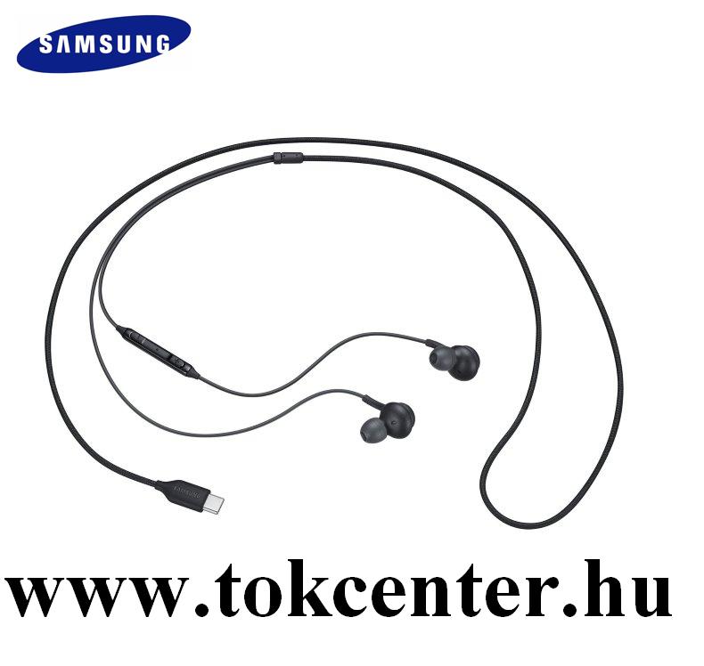 Fülhallgató SZTEREO (Type-C, felvevő gomb, hangerő szabályzó, 2 pár fülgumi, Tuned by AKG) FEKETE (EO-IC100BBE)