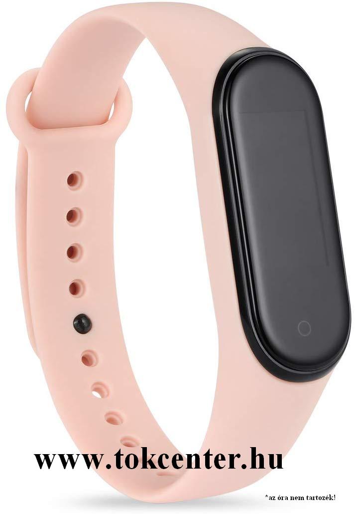 Xiaomi Mi Band 3 / 4 Szilikon keret (szilikon szíj) RÓZSASZÍN (XMWDQ02HM_P)