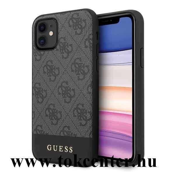 Apple iPhone 11 GUESS 4G Stripe műanyag telefonvédő (textil hátlap) SZÜRKE (GUHCN61G4GLGR)