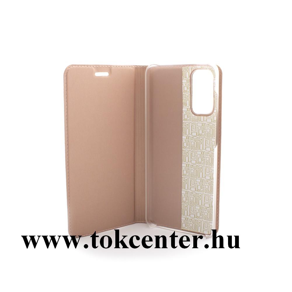 Samsung Galaxy S20 Plus (SM-G985F) Tok álló, bőr hatású (FLIP, oldalra nyíló, asztali tartó funkció) ROZÉARANY