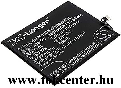 Akku 3800 mAh LI-Polymer (belső akku, beépítése szakértelmet igényel, BN46 kompatibilis) Xiaomi Redmi Note 6