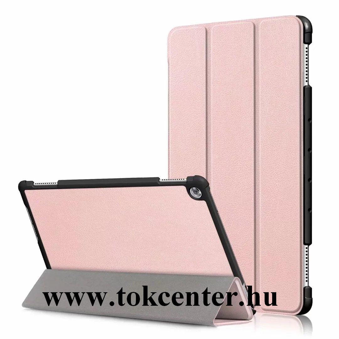 Huawei Mediapad M5 10.1 Lite LTE / Huawei Mediapad M5 10.1 Lite WIFI Tok álló, bőr hatású (aktív flip, oldalra nyíló, TRIFOLD asztali tartó funkció) RÓZSASZÍN