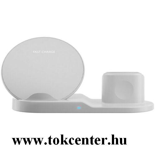 Asztali töltő (vezeték nélküli töltés, gyorstöltés támogatás, 3 eszköz egyidejű töltése) FEHÉR Apple Watch, AirPods