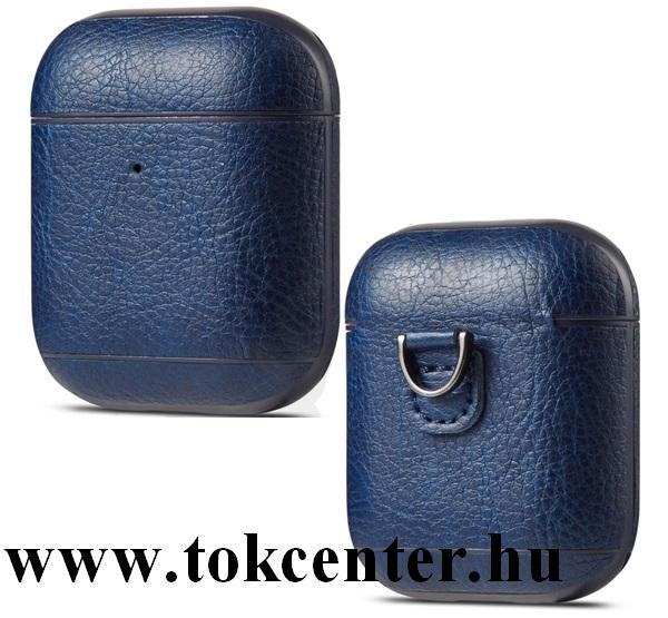 Bőr hatású tok SÖTÉTKÉK Apple AirPods / AirPods 2
