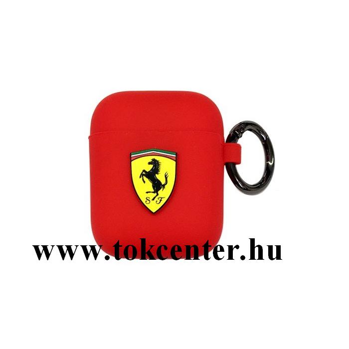 Ferrari szilikon tok (karabíner) PIROS Apple AirPods / AirPods 2 (FESACCSILSHRE)