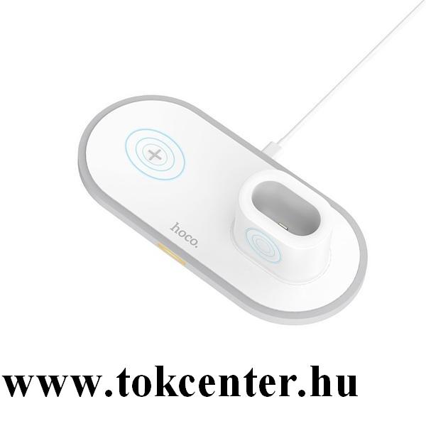 HOCO CW21 hálózati töltő állomás 3in1 (vezeték nélküli töltés, QI Wireless, Apple AirPods kompatibilis) FEHÉR