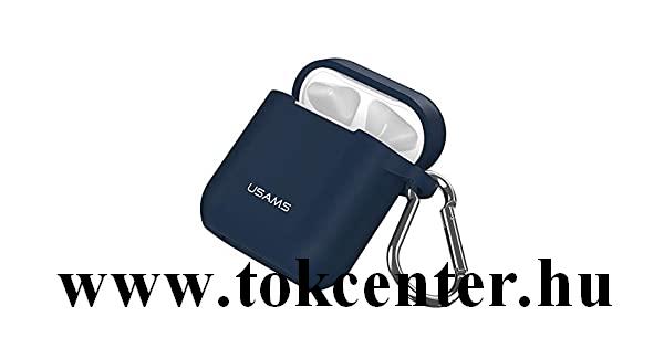 USAMS szilikon tok (karabíner) KÉK Apple AirPods / AirPods 2