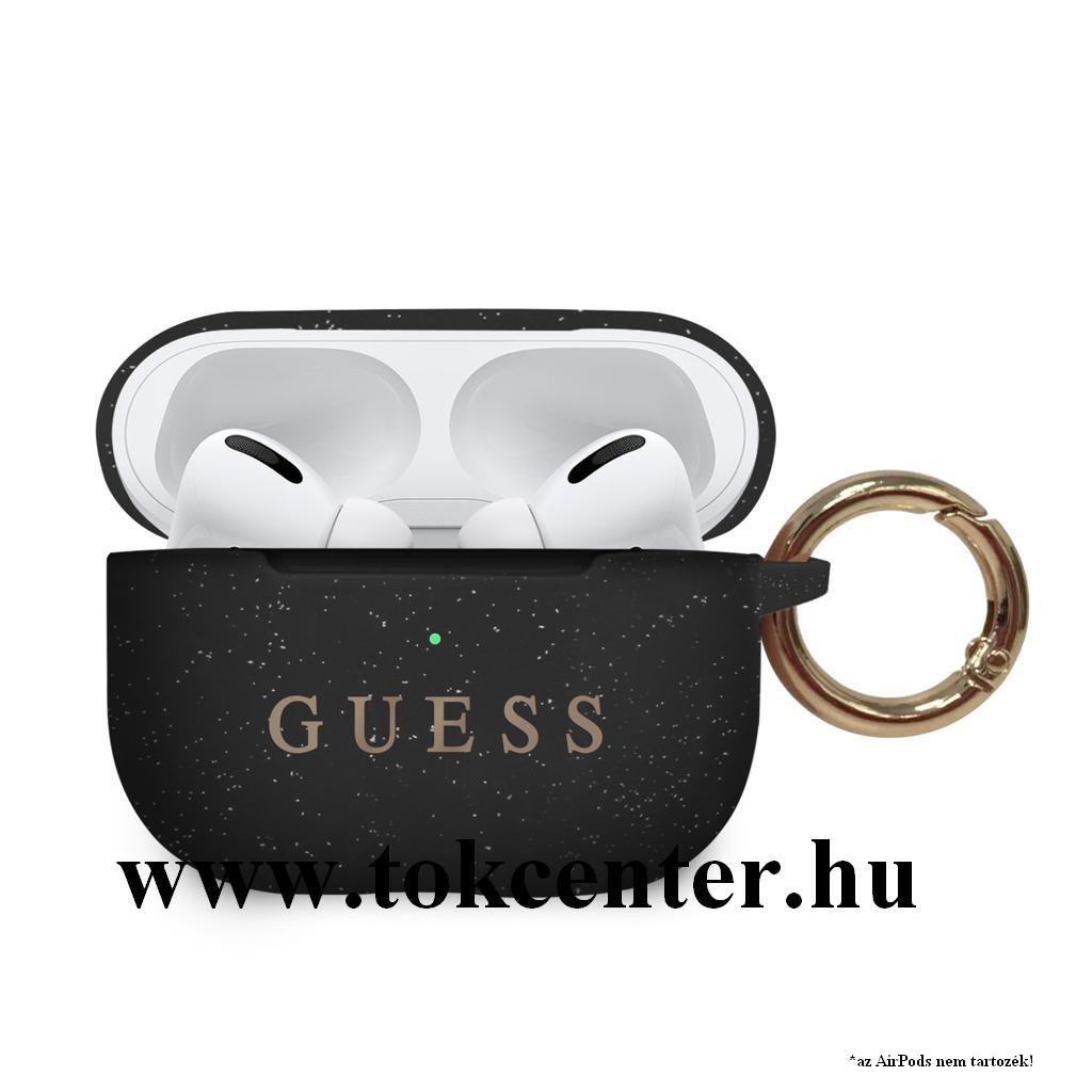 GUESS szilikon tok (karabíner, csillámporos) FEKETE Apple AirPods Pro (GUACAPSILGLBK)