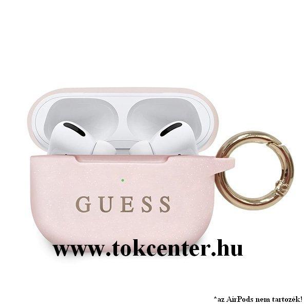 GUESS szilikon tok (karabíner, csillámporos) ROZÉARANY Apple AirPods Pro (GUACAPSILGLLP)
