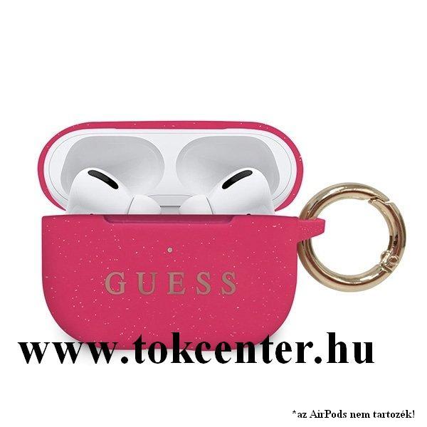 GUESS szilikon tok (karabíner, csillámporos) RÓZSASZÍN Apple AirPods Pro (GUACAPSILGLFU)