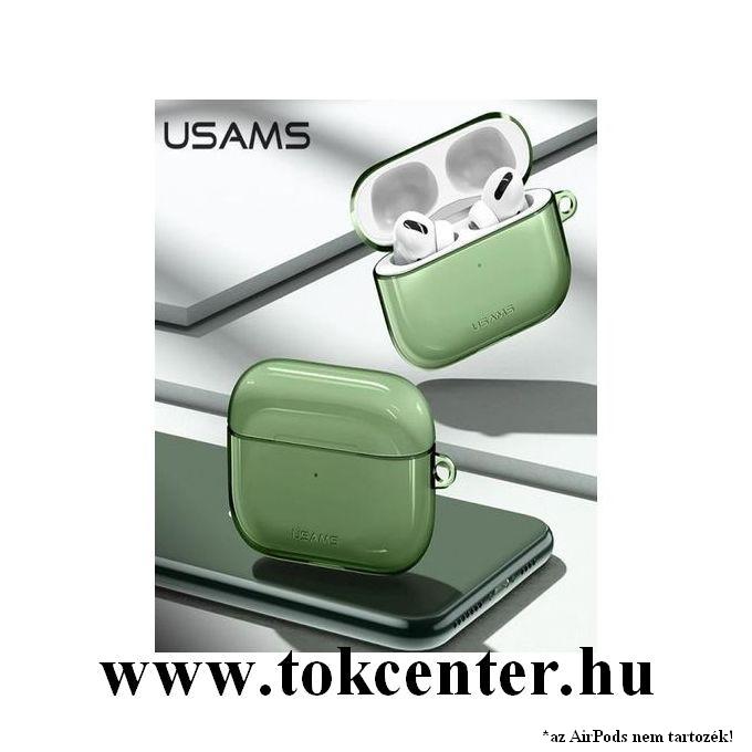 USAMS szilikon tok (karabíner) ÁTLÁTSZÓ / ZÖLD Apple AirPods Pro