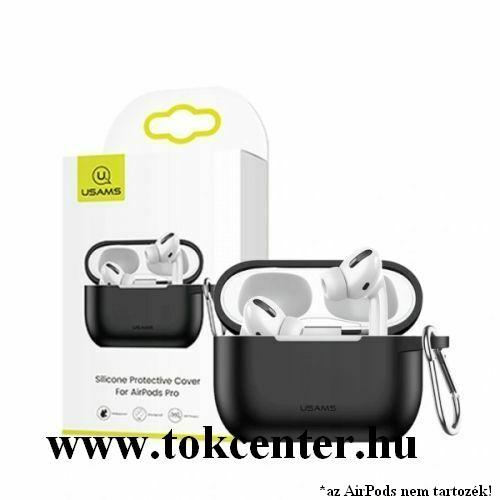 USAMS szilikon tok (karabíner) FEKETE Apple AirPods Pro