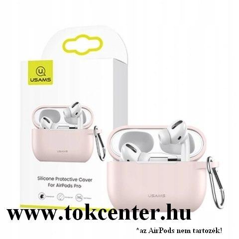 USAMS szilikon tok (karabíner) RÓZSASZÍN Apple AirPods Pro