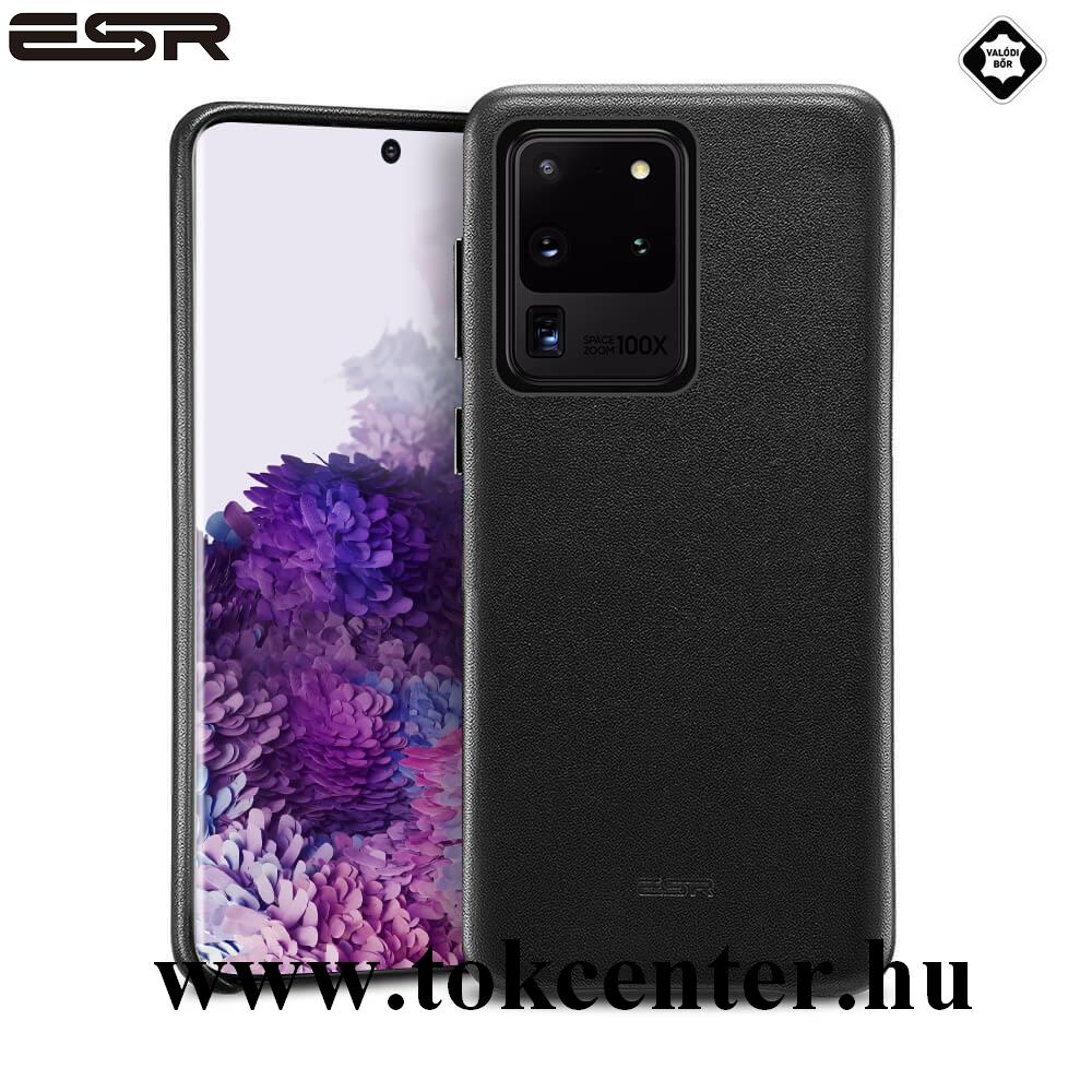 Samsung Galaxy S20 Ultra (SM-G988F) ESR METRO műanyag telefonvédő (ultravékony, valódi bőr hátlap) FEKETE