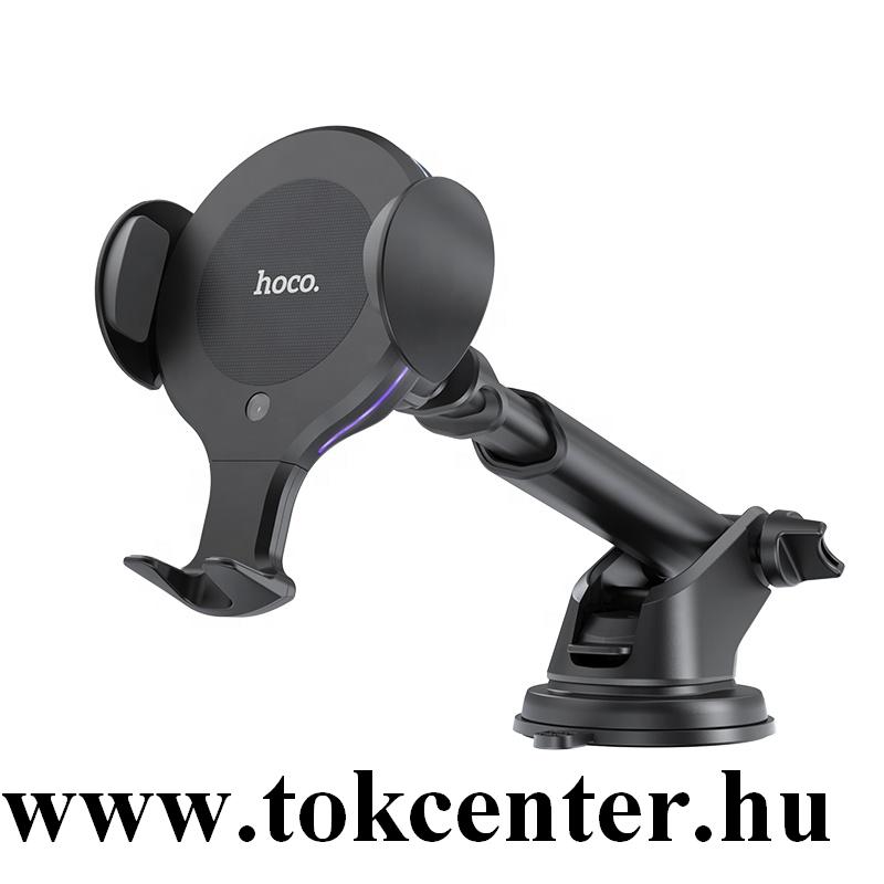 HOCO CA60 autós tartó (tapadókorongos,műszerfalra, szellőzőre, automata, indukciós,vezeték nélküli töltés) FEKETE