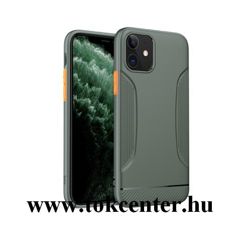 Apple iPhone 11 HOCO WARRIOR szilikon telefonvédő (ultravékony, karbon minta) ZÖLD