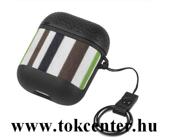 Apple AirPods / AirPods 2 HOCO WB17 szilikon tok (karabíner) FEKETE / ZÖLD 