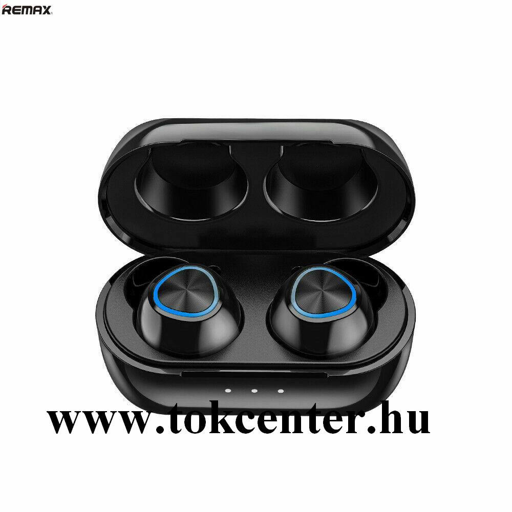REMAX bluetooth SZTEREO fülhallgató (v5.0, TWS, mikrofon, LED jelzőfény, SPORT + töltőtok) FEKETE (TWS-16)
