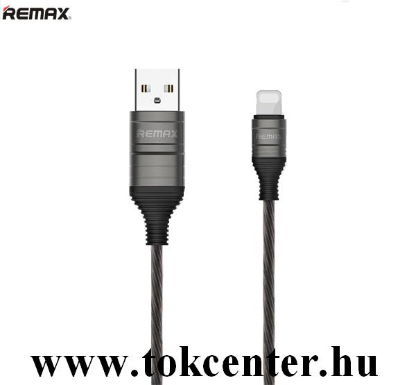 REMAX DISCO adatátvitel adatkábel és töltő (lightning 8-pin, 100 cm, világító kábel) SZÜRKE