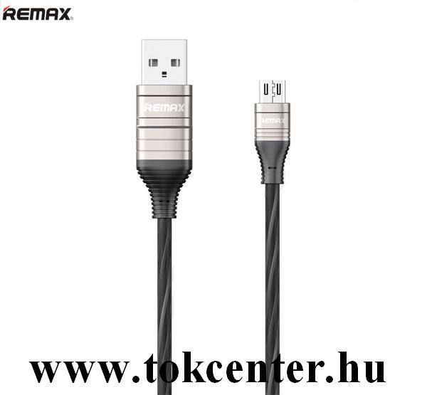 REMAX DISCO adatátvitel adatkábel és töltő (microUSB, 100 cm, világító kábel) EZÜST