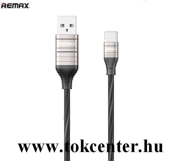 REMAX DISCO adatátvitel adatkábel és töltő (Type-C, 100 cm, világító kábel) EZÜST