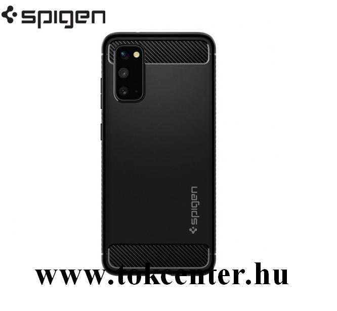 Samsung Galaxy S20 (SM-G980F) SPIGEN RUGGED ARMOR szilikon telefonvédő (közepesen ütésálló, légpárnás sarok, karbon minta) FEKETE (ACS00790)