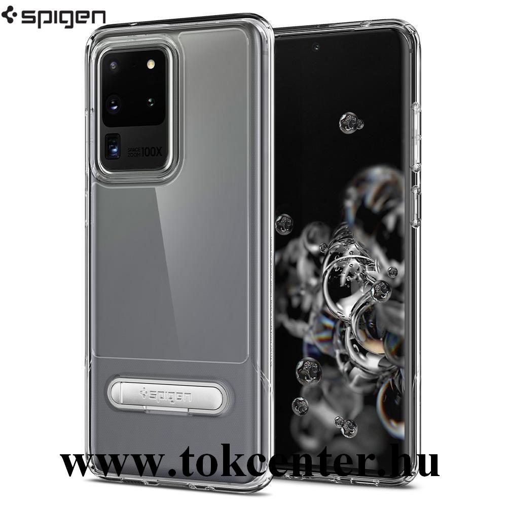 Samsung Galaxy S20 Ultra (SM-G988F) SPIGEN SLIM ARMOR szilikon telefonvédő (közepesen ütésálló, műanyag hátlap, légpárnás sarok, kitámasztó) ÁTLÁTSZÓ (ACS00639)