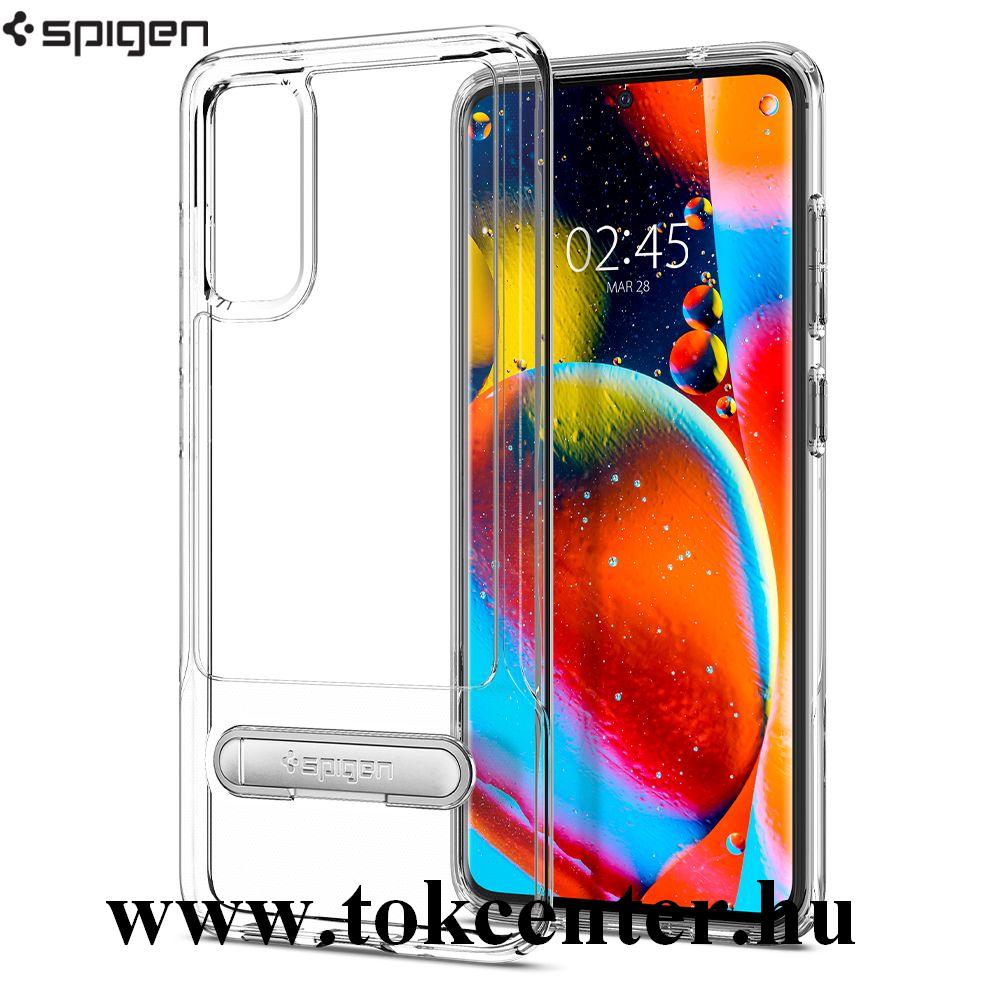 Samsung Galaxy S20 (SM-G980F) SPIGEN SLIM ARMOR szilikon telefonvédő (közepesen ütésálló, műanyag hátlap, légpárnás sarok, kitámasztó) ÁTLÁTSZÓ (ACS00661)