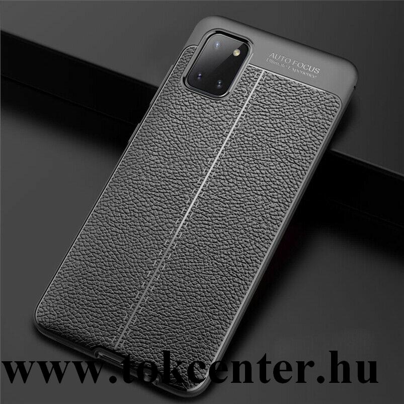 Samsung Galaxy Note 10 Lite (SM-N770F) Szilikon telefonvédő (közepesen ütésálló, bőr hatású, varrás minta) FEKETE