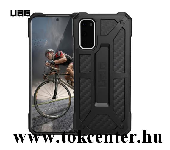 Samsung Galaxy S20 (SM-G980F) UAG MONARCH műanyag telefonvédő (közepesen ütésálló, szilikon belső, karbon minta) FEKETE