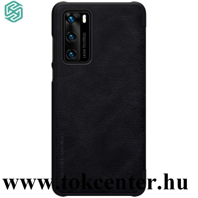 Huawei P40 NILLKIN QIN tok álló, bőr hatású (FLIP, oldalra nyíló, bankkártya tartó) FEKETE