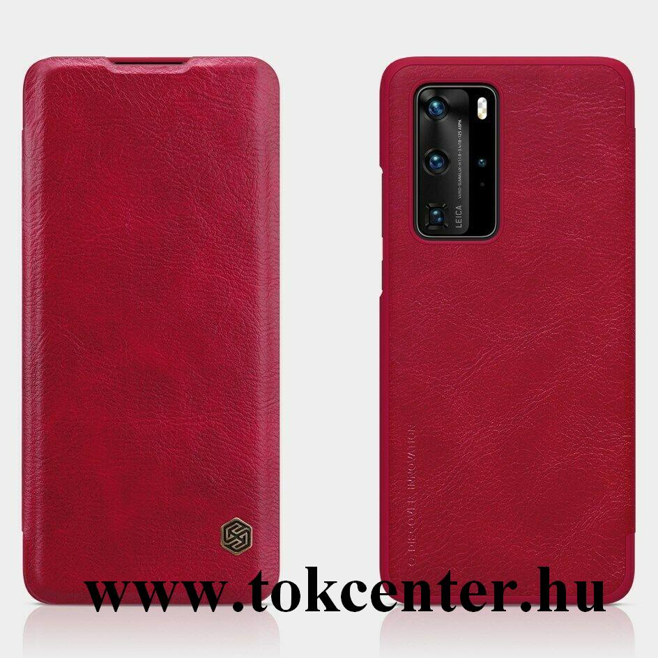 Huawei P40 Pro NILLKIN QIN tok álló, bőr hatású (FLIP, oldalra nyíló, bankkártya tartó) PIROS
