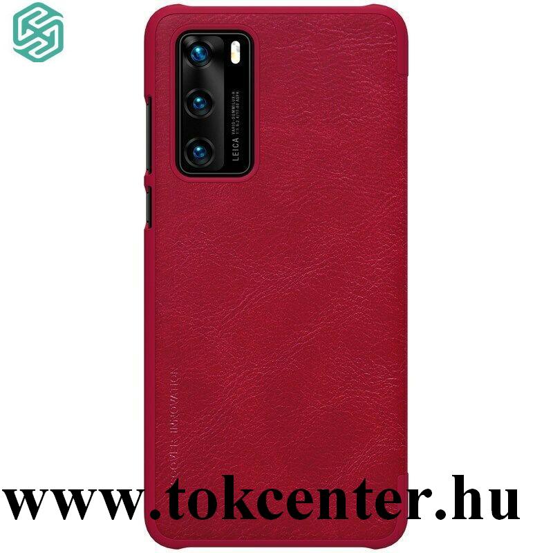 Huawei P40 NILLKIN QIN tok álló, bőr hatású (FLIP, oldalra nyíló, bankkártya tartó) PIROS