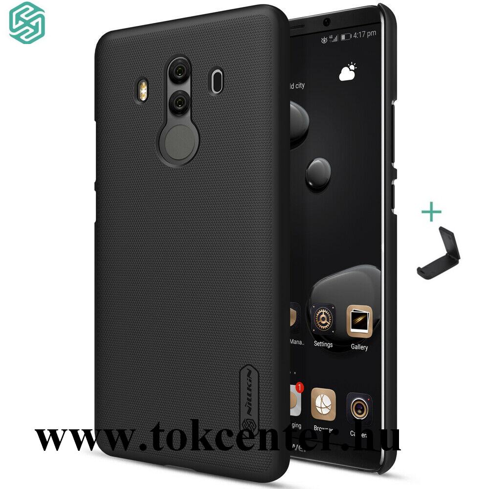 Huawei Mate 10 Pro NILLKIN SUPER FROSTED műanyag telefonvédő (gumírozott, érdes felület + asztali tartó) FEKETE