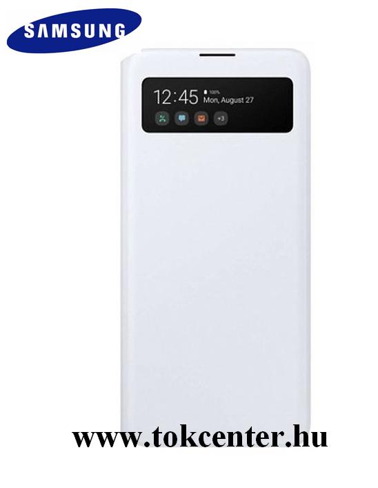 Samsung Galaxy A71 (SM-A715F) Tok álló (aktív flip, oldalra nyíló, hívószámkijelzés, Smart View Cover) FEHÉR (EF-EA715PWEG)