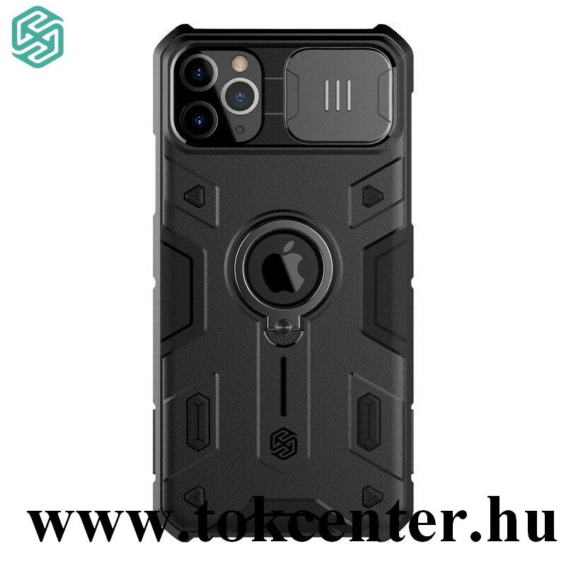 Apple iPhone 11 Pro Max NILLKIN CAMSHIELD ARMOR defender műanyag telefonvédő (közepesen ütésálló, szilikon belső, telefontartó gyűrű) FEKETE